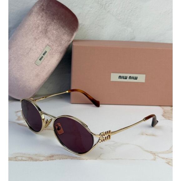 NEW Miu Miu MU52YS Violet Purple Gold Metal Sunglasses main image 4